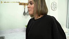 Melanie Caceres fucks best friend in kitchen while husband watches