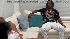 delivery guy trapped seducing horny housewife's squirting pussy over big black cock