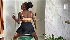 That naughty Black Latina got caught flashing short skirt then bounced on big cock bareback