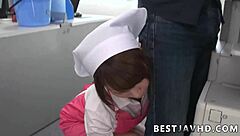 hey horny japanese milf, suck this rock-hard cock then take creampie?