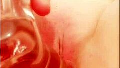 damn, check this curvy milf's cell phone sloppy wet dildo fuck sesh up close!