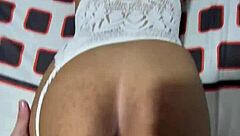 Damn, my Latina girlfriend begs for raw fucking and creampie inside her big tits!