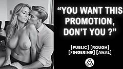 he pounds her wet pussy in office for promotion - real amateur creampie couple