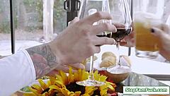 Teen 18+ licks stepmom's shaved pussy while dad and uncle fuck family group hard