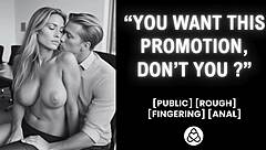 he pounds her wet pussy in office for promotion - real amateur creampie couple