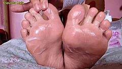 check out this latina's soft feet in lingerie as she creams toes smoking?