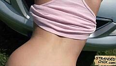 czech hitchhiker katy rose gets picked up and fucked hard in the car pov