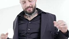 tatted tommy worships oiled milf sandy love's ass lickin feet and sloppy bj cowgirl ride