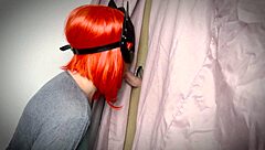 ginger amateur spots the gloryhole and starts teasing with her homemade blowjob skills