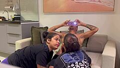 namorada brings twin meia irma gemea for big cock threesome fuck