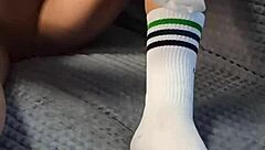 dirty stepsis buys socks specially teasing huge cock