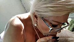 aimee the hot milf housewife deepthroats married cocks like a queen, fingering pussy and licking balls close up