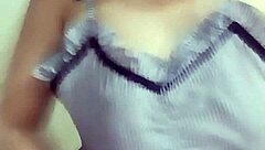 Glasses girl flashes her hot stuff all alone