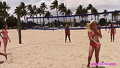 hey beach volleyball babes dive into wild bikini pool party fun