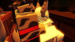 Shark girl furry gets wild solo fun in roblox bedroom play