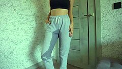 yoga teen fuck doll pisses desperation in sweatpants clit tease