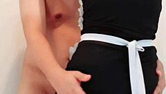 you gotta see this maid cosplay slut bent over with her juicy shaved pussy spread for creampie