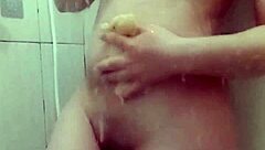 hot young 18+ girl steps into shower for steamy bathing session