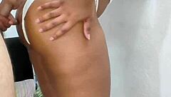 teen prostitute bends for stepdad's standing anal creampie monster cock stretch