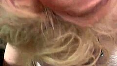 streetwalker slut with glasses deepthroats cock, swallows cum after mouth creampie