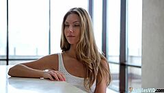 Ebbi Flirt teases in petite sex episode three with deepthroat and doggystyle action