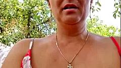 Horny Mature Blonde Milf Fingers Her Massive Natural Tits to Orgasm