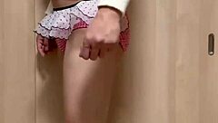 Cute Japanese Maid in Bra and Panties Teases Pierced Nipples and Anal