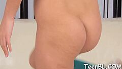 Demure amateur teen seduces hunk's cock with sloppy titty blowjob contest