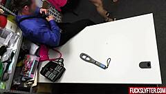 The shy petite blonde teen gets deepthroated in the office.