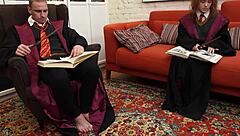 pov hermione cosplay teen deepthroats and swallows cum in costume