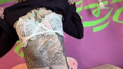 goth german punk rips lingerie for solo dildo ride dirty talk fingering her shaved pussy to climax