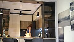 redhead wife shows new white mini skirt pink panties off