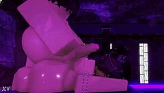 Girlfriend Bent Over Moaning from Big Cock Doggystyle Creampie on Roblox