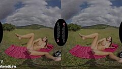 vanessa decker fingers her trimmed pussy outdoors in erotic vr solo masturbation scene