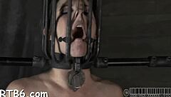 how does this gagged beauty's tight cunt take such vicious drilling from monster cock?
