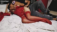 Horny milf wife groped hard while cuckold husband watches her pussy drip