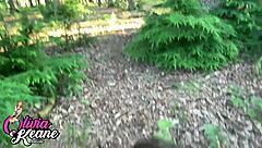 The hot teen next door drops to her knees in the outdoors giving a steamy POV blowjob that builds to explosive cumshot