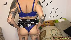 Rebeca Addams Fingers Shaved Pussy With Natural Tits And Tattoos