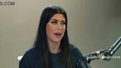 brunette pornstar fingers pussy hardcore after casting interview