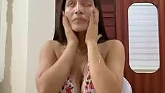 hot latina teen shaves her big tits and sexy body smooth!