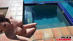 brune milf shay gets soaked orgasming by pool 😍🌊💦