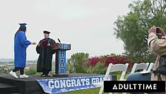 Sneaky Public Fuck Turns into Wild 3-Way for Innocent Coeds