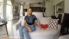 fat ebony amateur pussy drilled hard in fake casting you believe this bubble butt?