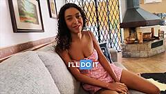 Milk-Squirting Latina Sucks Huge White Cock Then Gets Pounded On Sofa