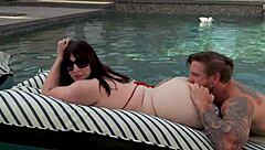 steve rickz gets his big cock blown by the poolside bbw with wet licks