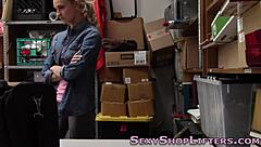 Skinny teen thief caught spying on hidden cam ends up covered in hot cumshot surprise