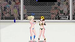 Princess of the Ring 2 sees fierce lesbian catfight wrestling between Mimi and Rena on street