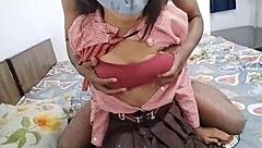 Indian schoolgirl sneaks first time doggystyle fuck with boyfriend after class in the bedroom?