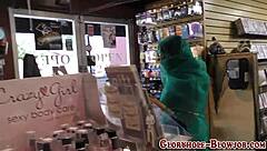 Think arab babe can deepthroat that massive black monster cock fully?