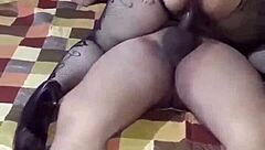 Wife Sucks Hubby's Cock and Balls Before Mounting It Hard